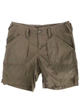 The North Face Womens Olive Green Outdoor Nylon Hiking Shorts Size 6 Long